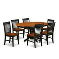 thumbnail image 2 of KENO7-BCH-W 7Pc Oval 42/60" Family Table With 18 In Leaf And 6 Wood Seat Dining Chairs, 2 of 4