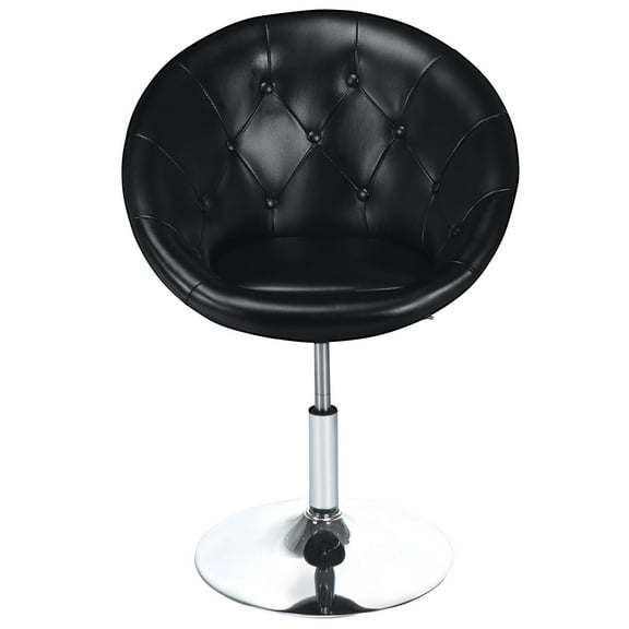 Giantex 1 PC Modern Adjustable Swivel Round PU Leather Chair-Black