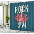thumbnail image 5 of Ambesonne Rock and Roll Shower Curtain, Microphones and Wings, 69"Wx75"L, Teal Dark Coral, 5 of 5