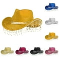 thumbnail image 5 of Big Sale! Unisex Sequin and Pendant Cowboy Hat with Tassels for Music Dance Party Yellow, 5 of 5