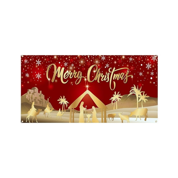 1Pc Christmas Garage Door Cover Banner, Red Festival Large Hanging Backdrop, Merry Christmas Garage Wall Decorations for Holiday Party Decor,71X94.5In(Medium)