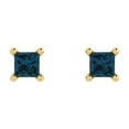 thumbnail image 3 of Clara Pucci 0.5Ct Natural London Blue Topaz Princess Cut VVS1 Push Back Stud 18k Solid hypoallergenic Gold Designer Earrings For December, 3 of 7