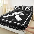 thumbnail image 3 of Manfei Ice Hockey Queen Sheet Sets,Kids Sports Game Flat Sheet,White Snowflake Queen Fitted Sheet For Teens,Breathable Bedroom Decoration,4 Pieces, 3 of 7