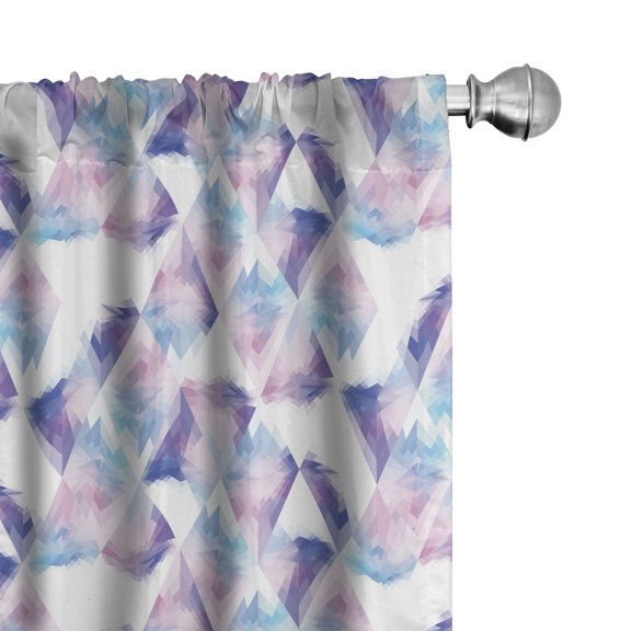 Ambesonne Geometric Curtains, Purplish Rhombus Shapes, Pair of 28"x63", Lavender Blue and Soft Pink