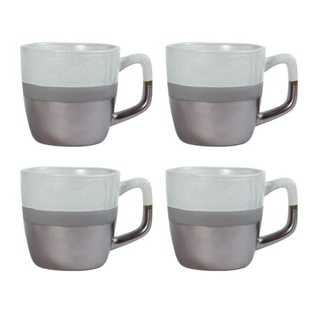 Pfaltzgraff 16-ounce Stoneware Coffee or Tea Mug, Rose Gold and Gray 4 pack