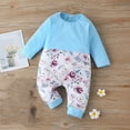 thumbnail image 6 of Odeerbi Baby Bodysuit Layette Onesie for Toddler Newborn Infant Boy Girl Floral Print Assorted Color Clothes Romper Jumpsuit Light Blue, 6 of 9