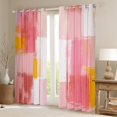 thumbnail image 2 of Castle Fairy Girls Abstract Rectangle Black Out Curtains,Minimalist Geometric Curtains Pack of 2 (42x63 Each),Yellow Pink Bedroom Curtains,Super Cozy Room Decor, 2 of 6