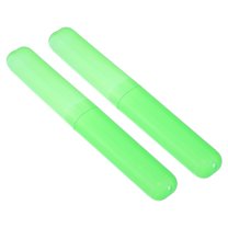Unique Bargains 2 Pcs Plastic Lightweight Traveling Toothbrush Holders Case for Travel Business 7.48"x1.06" Green