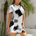 thumbnail image 6 of Black Brush Strokes White Background Sweet Elegant Short Sleeves Dress Women Korean Kawaii Dress, 6 of 9