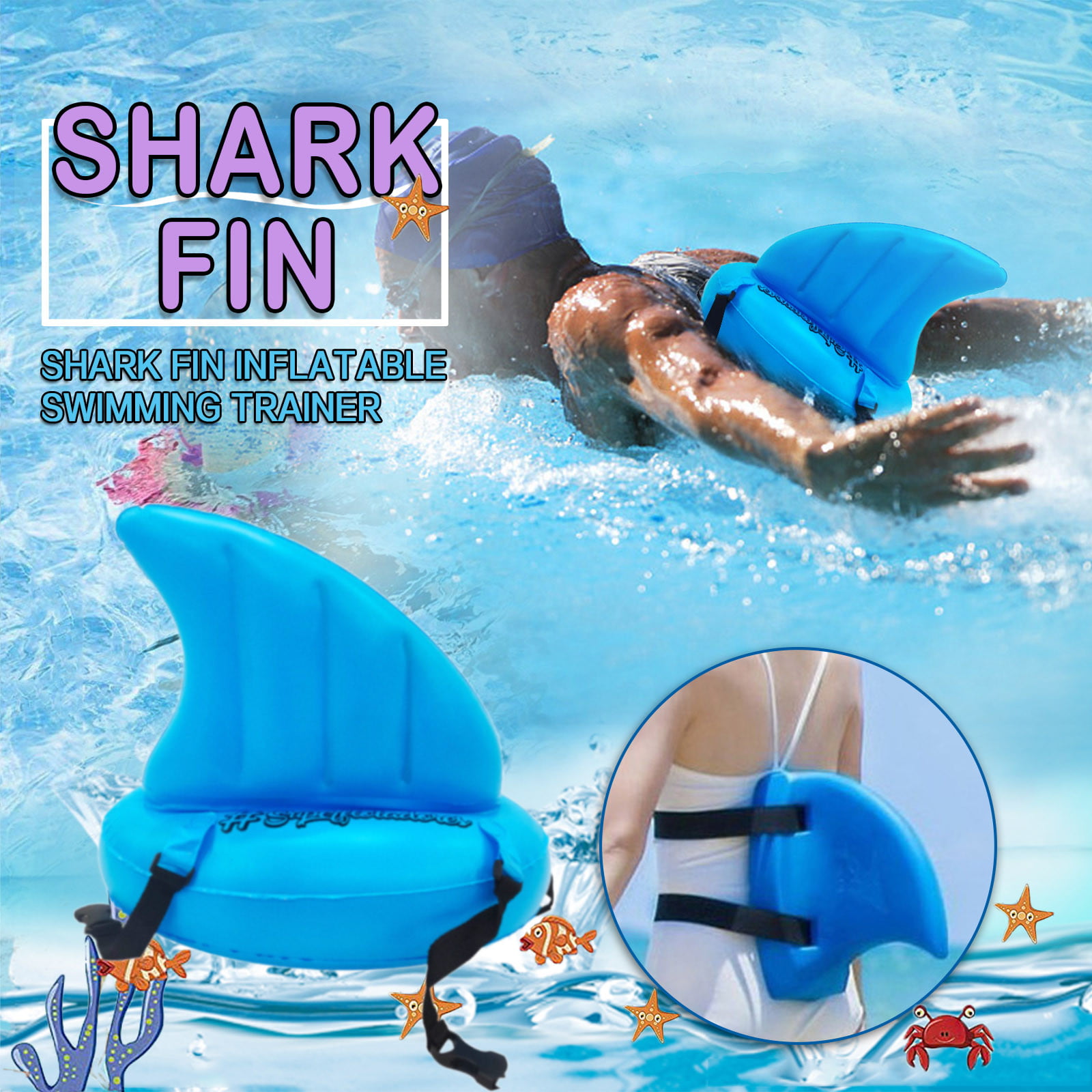 Swimming Training Aid Sunlite Sports EVA-Foam Shark Floating Shark Fin for Kids in Pool and Beach Fun Float Device