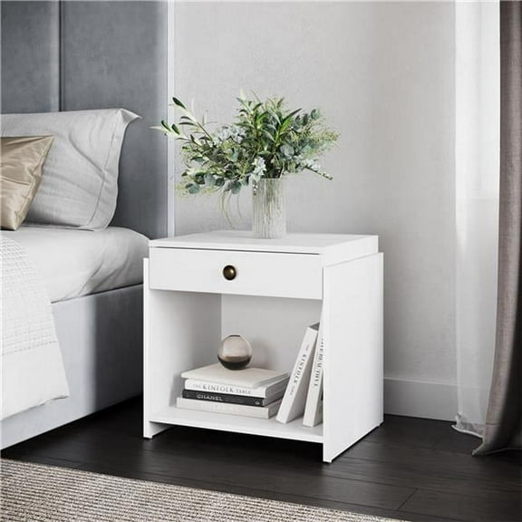 Skyline Decor Drawer Nightstand, White