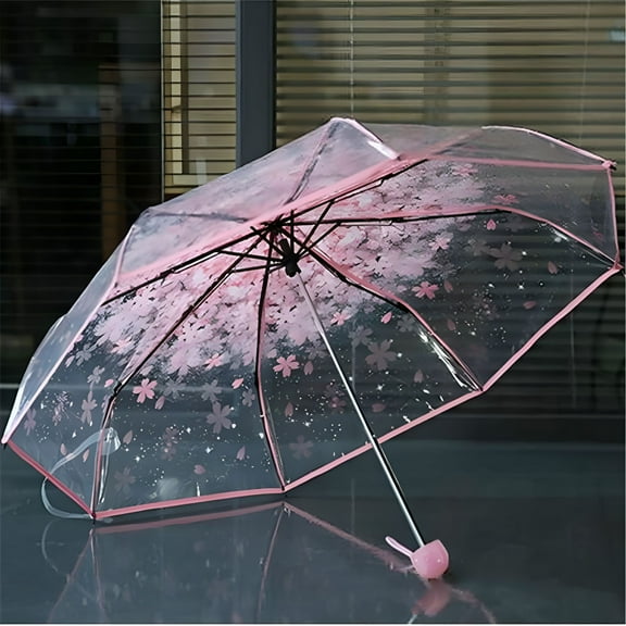 GJX Transparent Clear Umbrella, Adult and Kids Clear Bubble Umbrella with Dome Canopy, Lightweight Design, Wind and Rain Protection, Blue, Kids