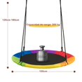 thumbnail image 3 of Costway Columpio de Platillo de 100 cm con Estructura de Metal Cuerdas Colgantes y Gancho Giratorio Columpio para Niños Carga 300 kg Multicolor, 3 of 10