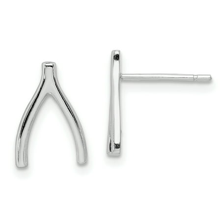 Sterling Silver Rhodium-plated Wishbone Post Earrings