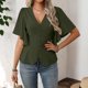 thumbnail image 3 of Casual Tops V-Cuello Manga Corta Suéter Camisa Moda Tee para las Mujeres Elegante Blusa de Verano, 3 of 5