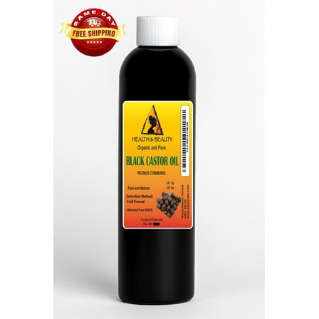 Black Castor Oil Organic USP Grade Hexane Free Cold Pressed Premium Pure 8 oz