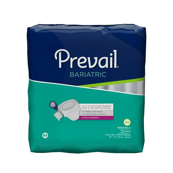 Prevail Bariatric Incontinence Brief A Bariatric, PV-017, Ultimate, 12 Ct