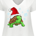 thumbnail image 4 of Inktastic Christmas Turtle in with Santa Hat and Snowflakes Women's Plus Size V-Neck T-Shirt, 4 of 5