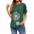 thumbnail image 2 of Camiseta Cuello Redondo Estampado Mujer Tops Poliéster Manga corta Tela de verano, Verde, XL seitruly AP002414-09, 2 of 7