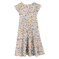 thumbnail image 5 of shoper Spring Dresses for Girls Ruffled Sleeve Floral Print Crew Neck Tiered Flowy Casual Dresses Girls Holiday Party Dress Multicolour 130, 5 of 6