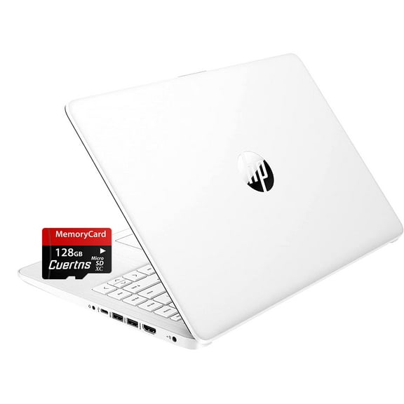 HP Stream 14" HD Thin and Light Laptop, Intel Celeron N4120, 16GB RAM, 64GB eMMC Storage, Long Battery Life, HD Webcam, HDMI, White, Office 365 1-Year, Windows 11 S, 128GB Cuertns MicroSD