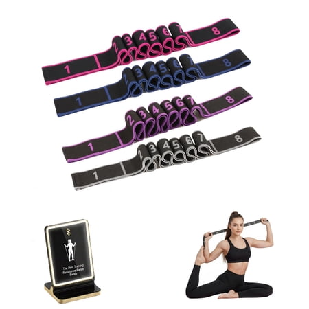4pcs Fitness Resistance Bands Numbered for Stretching Yoga Pilates, Elastic Adjustable Training Band with Handles, Segmented Loop Strap for Glutes Seniors Women Physical Therapy Flexibility