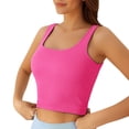 thumbnail image 3 of Wang6 Cropped Ribbed Tank Tops for Women Causal Sleeveless Scoop Neck Summer Tops Trendy Solid Knit Slim Workout Yoga Tops Shirts Clothes Hot Pink M, 3 of 7