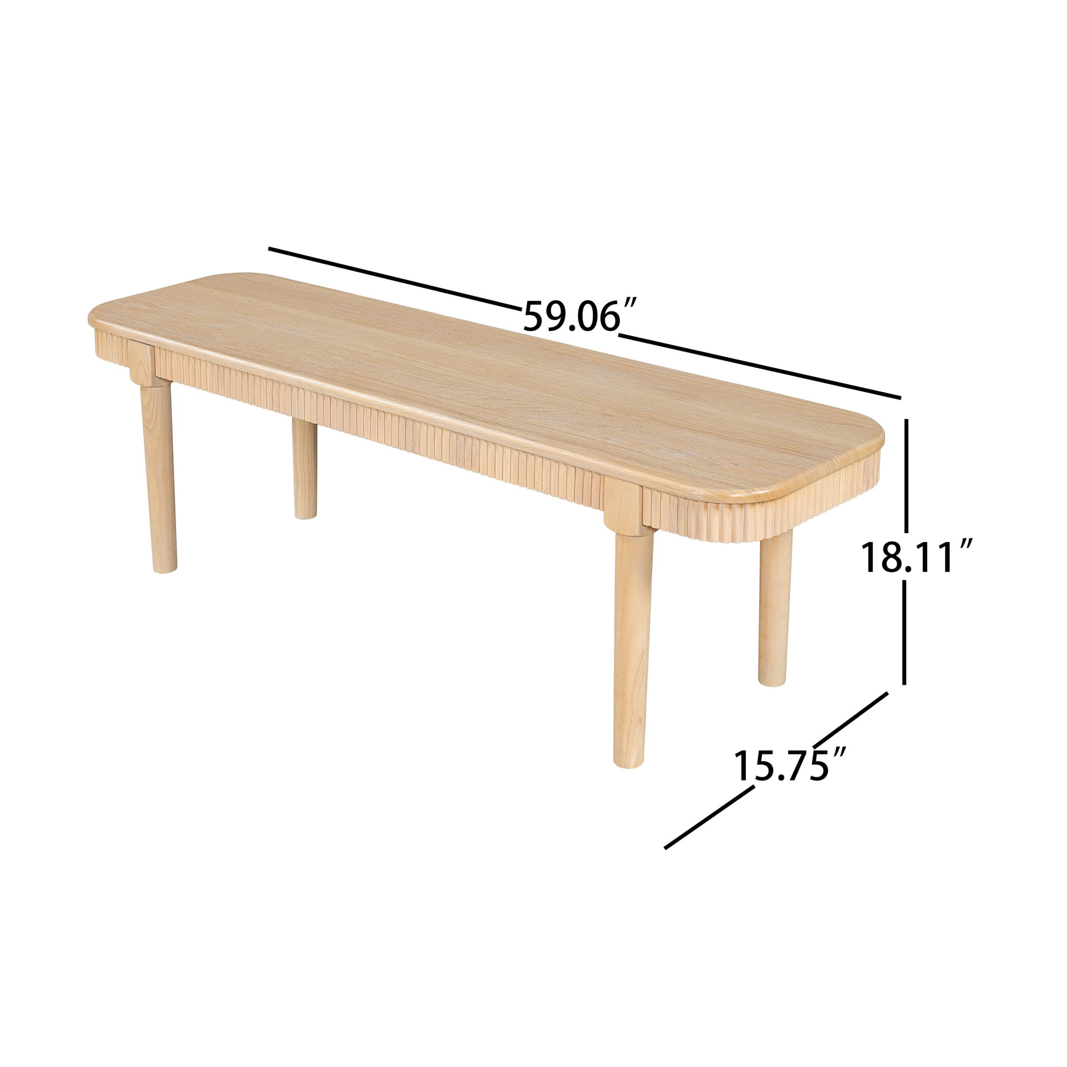 Christopher Knight Home 59" Mid-Century Modern Wooden Bench for Dining and Entryway, Natural, Set of 2