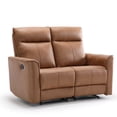 thumbnail image 3 of Bonzy Home 2-Seater Manual Recliner Sofa - Wall Hugger Loveseat with Split Back Design, Brown Leather Reclining Couch for Small Spaces, 700lb Capacity, 3 of 8