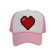 thumbnail image 1 of Men's 80's Retro Large 8 Bit Pixelated Heart Gamer Trucker Hat, White/Light Pink, 1 of 2