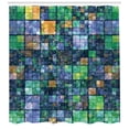 thumbnail image 3 of Ambesonne Modern Shower Curtain, Mosaic Geometric Design, 69"Wx84"L, Blue Yellow and Green, 3 of 3