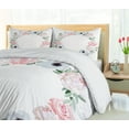 thumbnail image 5 of Ambesonne Anemone Flower Duvet Cover Sets, Delicate Leaves, 2-King, Almond Green Pale Pink, 5 of 7