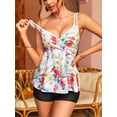 thumbnail image 1 of Charmo Tankini à Encolure en V pour Femmes, à Fleurs, Bretelles Ajustables, Maillots de Bain Deux Pièces, 1 of 6