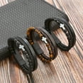 thumbnail image 2 of Pulsera de hombre de acero inoxidable con piedra natural y tejido cruzado, 2 of 5