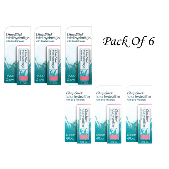 ChapStick Total Hydration With Sea Minerals Sheer Glow Tinted Lip Balm - 0.12 oz (Pack Of 6)