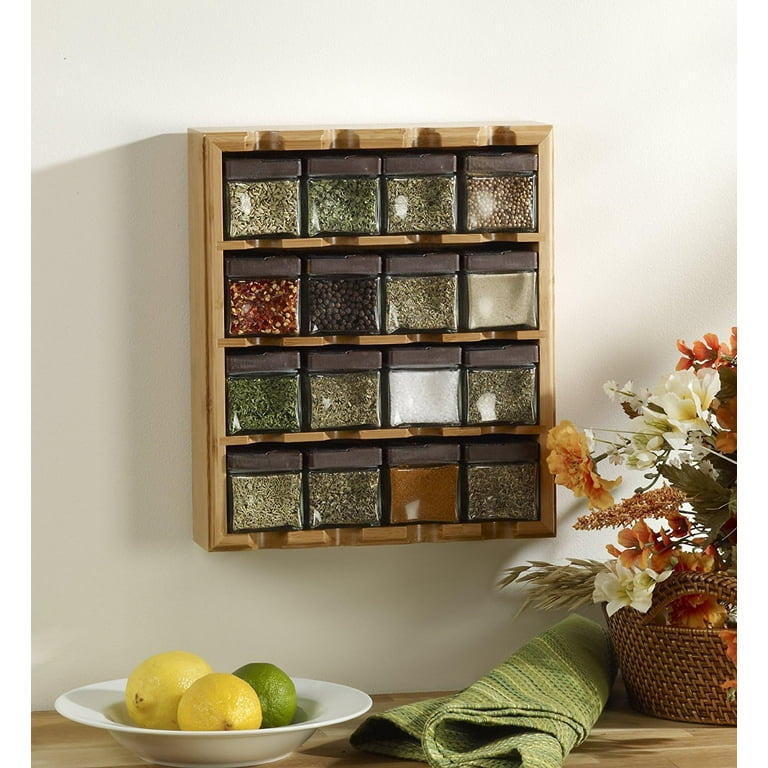 Bamboo 3-in-1 Spice Organizer for Countertop, Wall, and Drawer