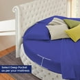thumbnail image 3 of 500-TC Egyptian Cotton California King Round Bed Sheet Set – Fits 96" Diameter Mattress, 9–12" Deep Pocket – Solid Royal Blue, California King 96" Diameter, 3 of 6