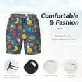 thumbnail image 6 of Picia Cartoon Space pattern Mens Swim Trunks with Compression Liner Stretch Beach Shorts Quick Dry with Zipper Pockets No-Chafing Board Shorts-X-Large, 6 of 9