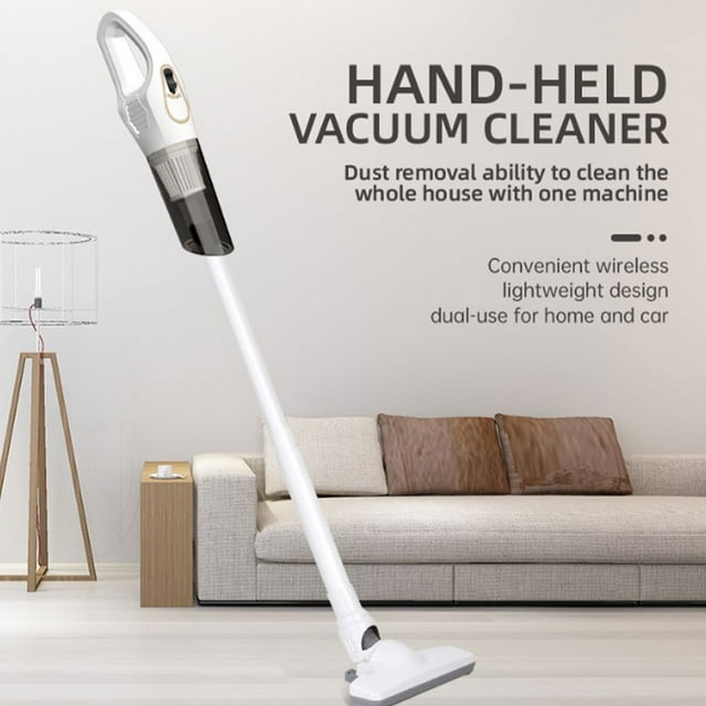 Plastic Vacuum Hand Held Ergonomic Handle Detachable Reusable Transparent Case Battery Operated Dust Remover Cleaning Machine White