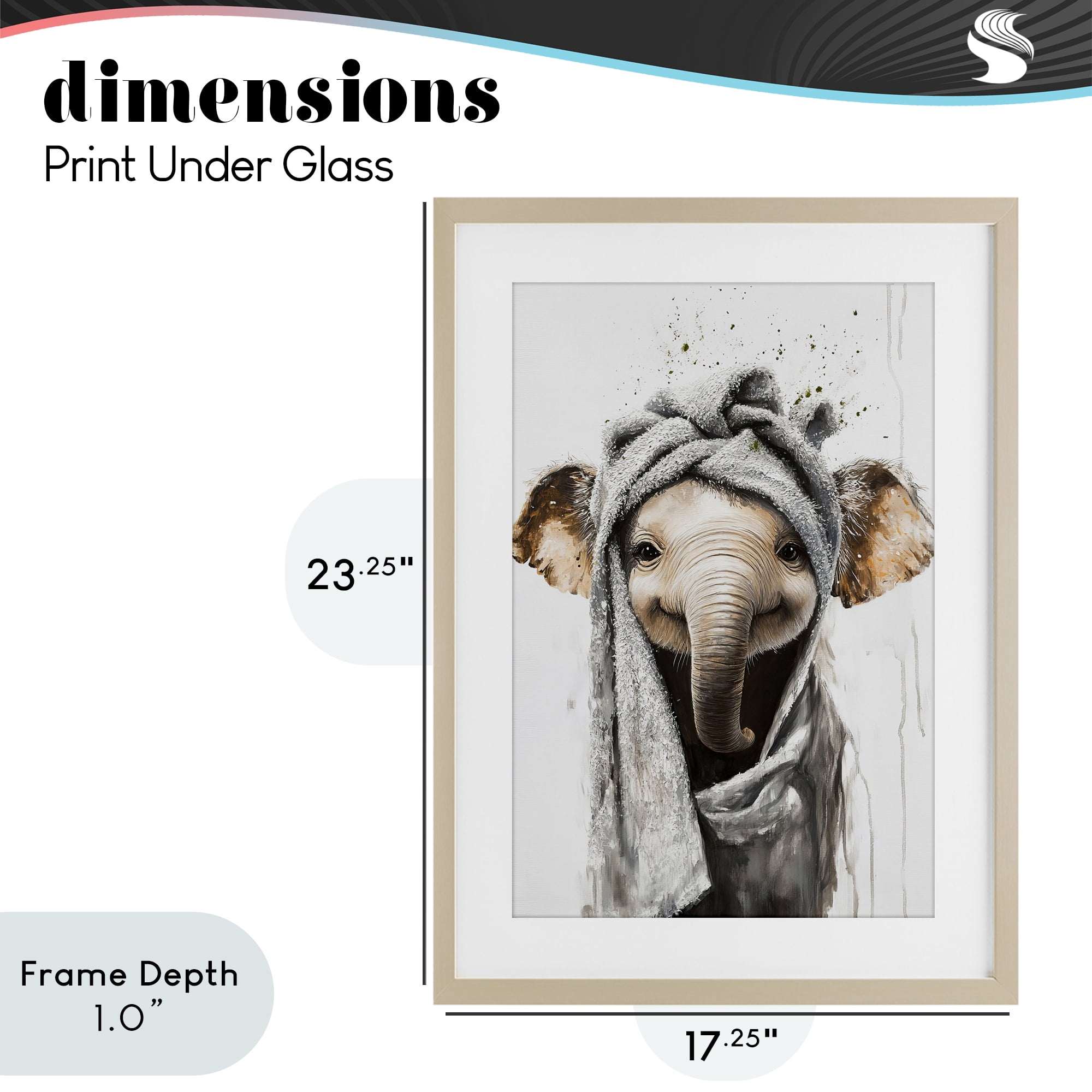 Stupell Industries Squeaky Clean Elephant Birch Framed Print Under Glass, design by Tina LeCour