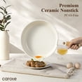 thumbnail image 5 of Carote Ceramic Nonstick Detachable Frying Pans Set, 3 Pieces Non Toxic Cookware Set with Induction, Oven/Dishwasher Safe, Easy for Storage, Cream White, 5 of 9