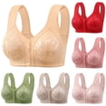 thumbnail image 2 of VISALY Bras for Women Front Closure, Front Snap Closure Comfort Everyday Bras Plus Size Wireless No Underwire, Bras for Older Women, Bras, Daisy Bras for Older Women (Green, L), 2 of 6