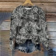 thumbnail image 5 of Uootdi Women's Halloween Spider Web Sweatshirt - Spooky Spider Print，Crewneck Long Sleeve Top，Trendy Festival Apparel,Cozy Fall Outfit，Seasonal Fashion Choice, 5 of 6
