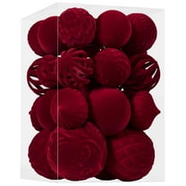 DAMAI 30 Pcs Velvet Christmas Ball Ornaments, Flocked Shatterproof Christmas Ornaments Hanging Xmas Tree Decorations Set for Xmas Tree Wedding Holiday Party Home(Burgundy)