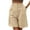 Khaki, variant on Ltctricy Bermuda Shorts for Women Casual Elastic High Waisted Wide Leg Dress Shorts Knee Length Shorts with Pockets