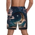 thumbnail image 2 of Lsque Mens Swim Trunks Artistic Starry Sky Moon Book Pattern - Bathing Suit Compression Liner - Beach Swim Shorts Swimwear - (S-3XL) - Stretch Quick Dry -3X-Large, 2 of 9