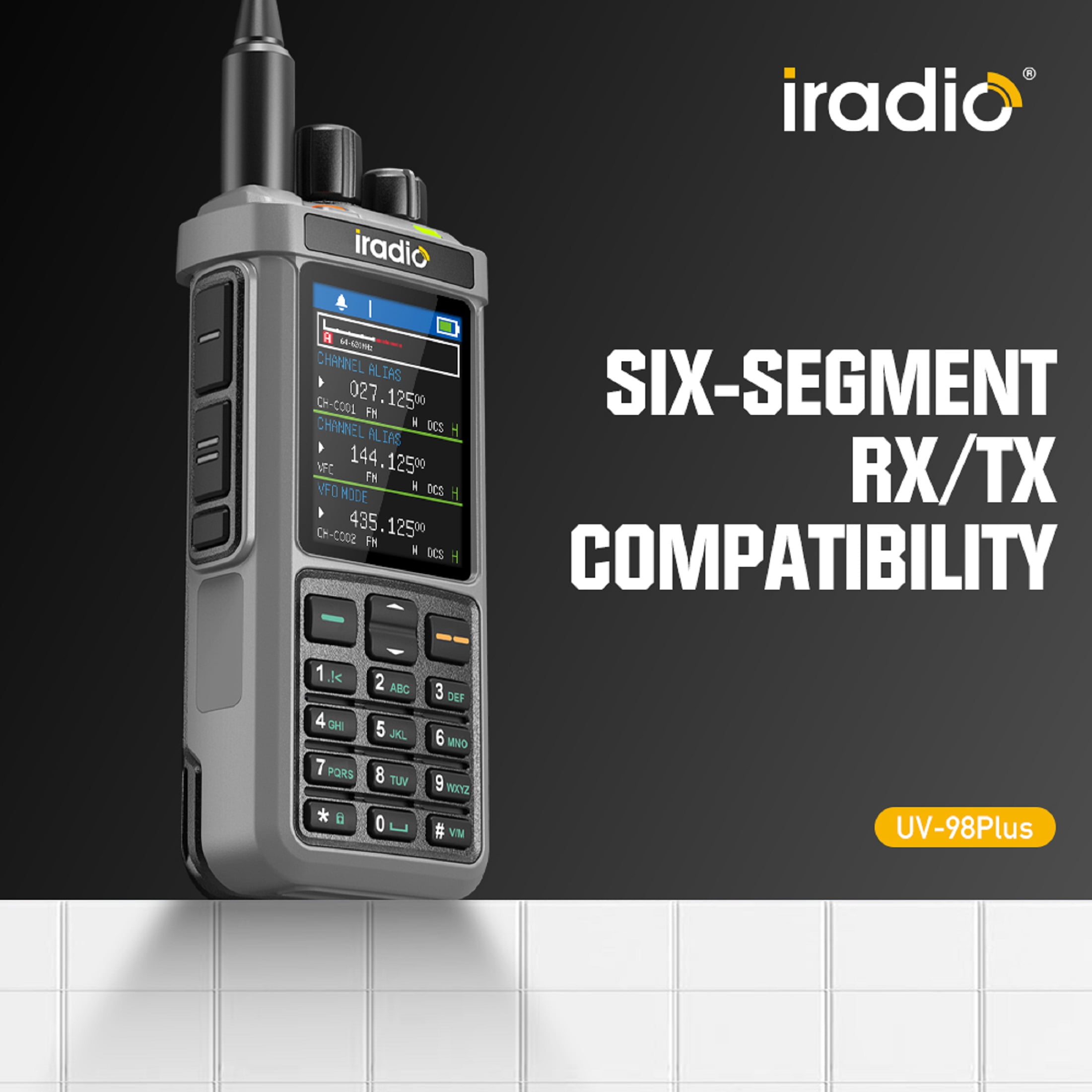 Iradio UV 98plus 64 108MHz FM Handheld Two Way Radio with 1024 Channels