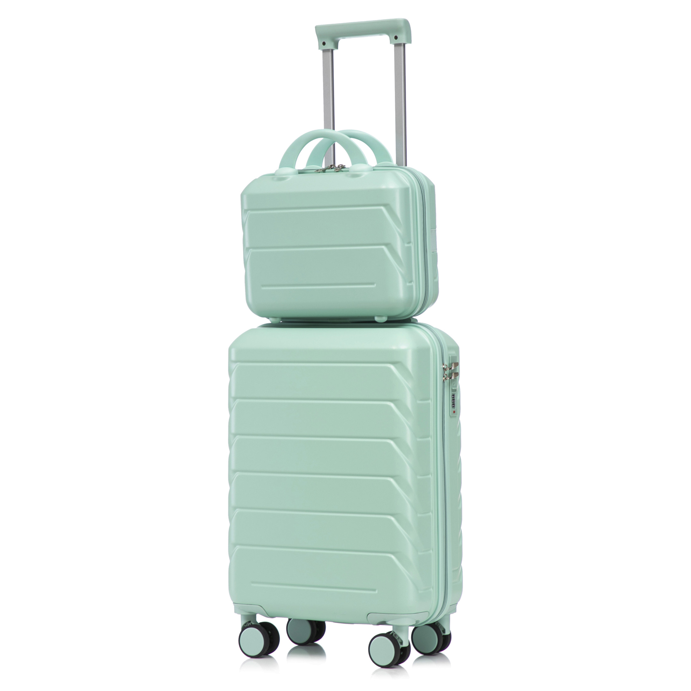 Noble House Lorven 2-Piece ABS Spinner Luggage Set, 20" Carry-On Suitcase and Cosmetic Case, Combination Lock, Mint Green