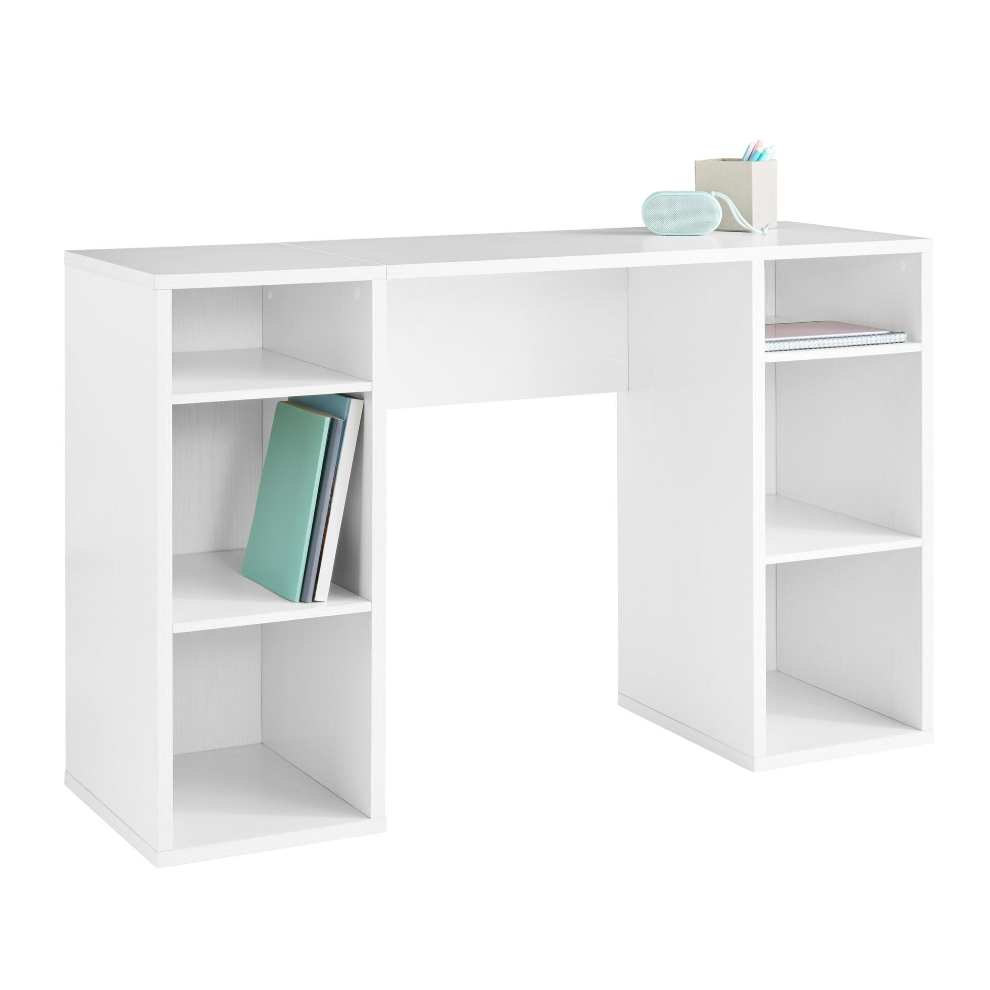 Mainstays Cube Storage Desk, 47.24 Inches, White Grain photo 3