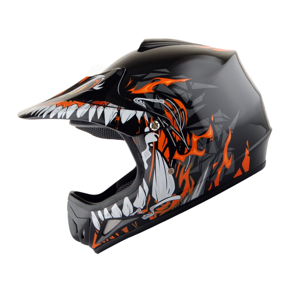 WOW Youth Kids Motocross BMX MX ATV Dirt Bike Helmet HJOY Dino Orange